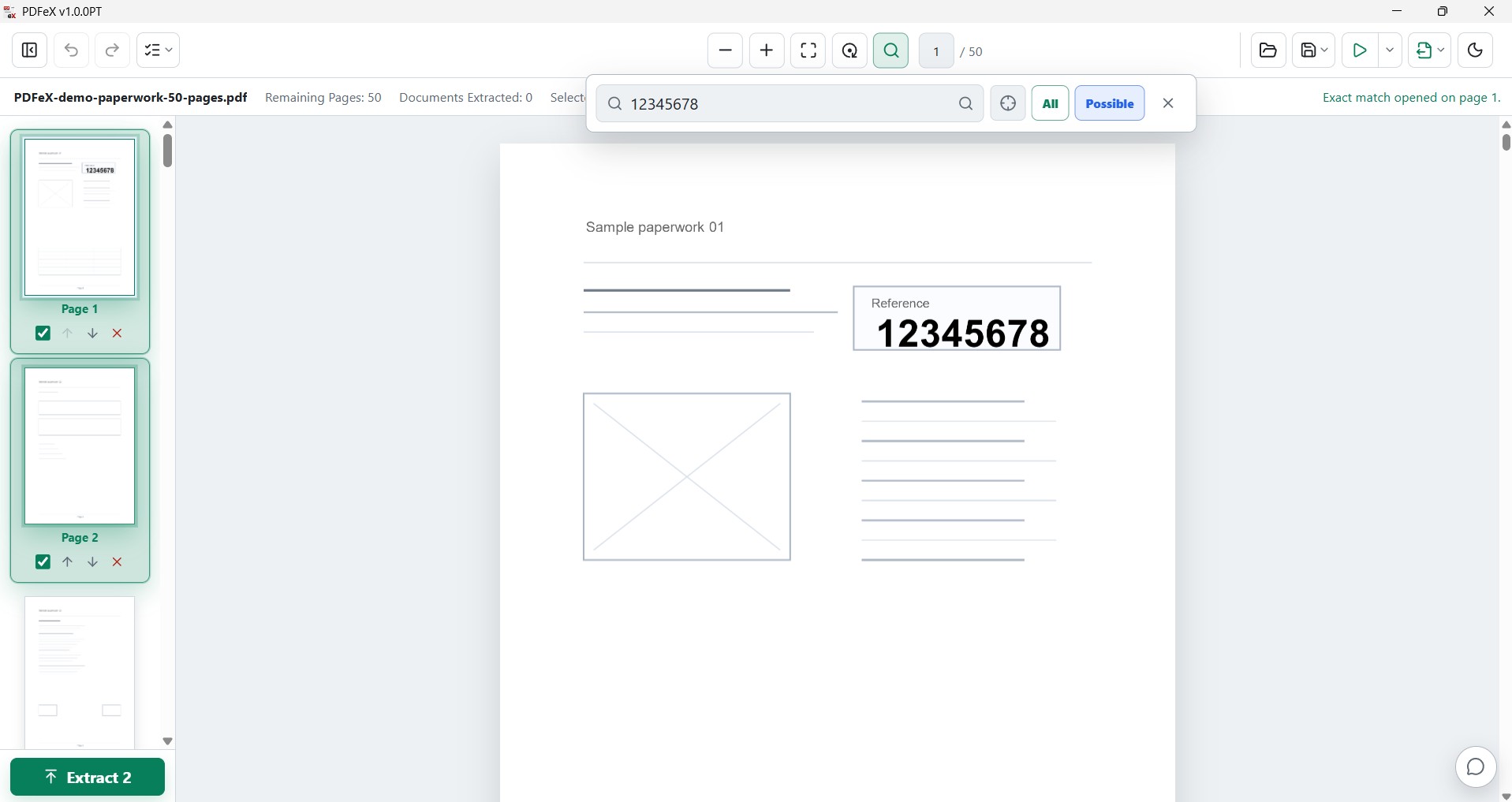 PDFeX full-page finder